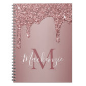 Meisjes Roos Gold Sparkle Glitter Driemonogram Notitieboek (Voorkant)