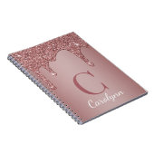Meisjes Roos Gold Sparkle Glitter Driemonogram Notitieboek (Rechterzijde)