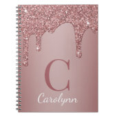 Meisjes Roos Gold Sparkle Glitter Driemonogram Notitieboek (Voorkant)