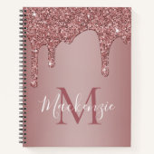 Meisjes Roos Gold Sparkle Glitter Driemonogram Notitieboek (Voorkant)