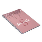 Meisjes Roos Gold Sparkle Glitter Driemonogram Notitieboek (Rechterzijde)