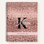 Meisjes Roos Gold Sparkle Glitter Driemonogram Notitieboek (Voorkant)