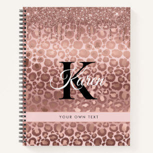 Meisjes Roos Gold Sparkle Glitter Driemonogram Notitieboek