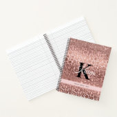 Meisjes Roos Gold Sparkle Glitter Driemonogram Notitieboek (Binnen)