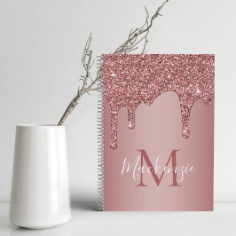 Meisjes Roos Gold Sparkle Glitter Driemonogram Notitieboek