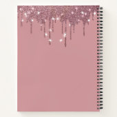 Meisjes Roos Gold Sparkle Glitter Driemonogram Notitieboek (Achterkant)