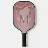 Meisjes Roos Gold Sparkle Glitter Driemonogram Pickleball Paddle (Voorkant)