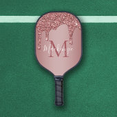 Meisjes Roos Gold Sparkle Glitter Driemonogram Pickleball Paddle