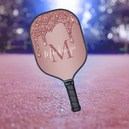 Meisjes Roos Gold Sparkle Glitter Driemonogram Pickleball Paddle