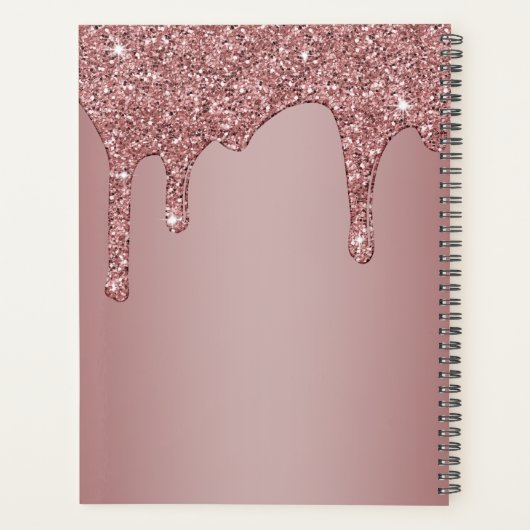 Meisjes Roos Gold Sparkle Glitter Driemonogram Planner (Achterkant)