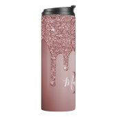 Meisjes Roos Gold Sparkle Glitter Driemonogram Thermosbeker (Gedraaid links)