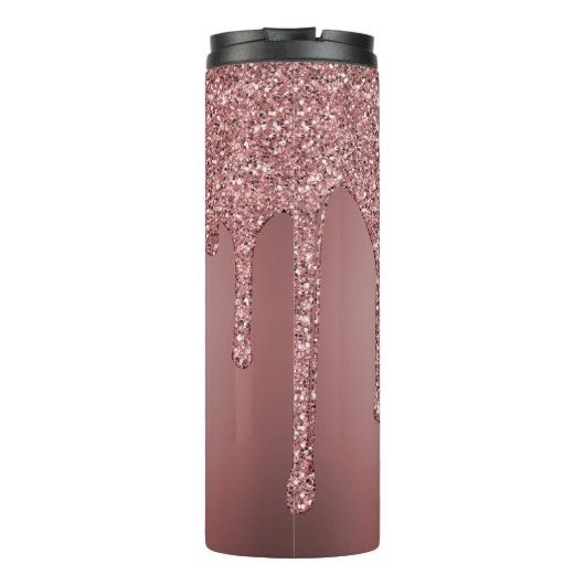 Meisjes Roos Gold Sparkle Glitter Driemonogram Thermosbeker (Achterkant)