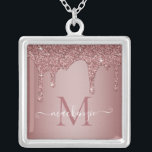 Meisjes Roos Gold Sparkle Glitter Driemonogram Zilver Vergulden Ketting<br><div class="desc">Girly Roos Gold Sparkle Glitter Drips Monogram Ketting met mode faux blush roze/roos gouden glitter druppels op een chique achtergrond met uw aangepaste monogram en naam. Neem contact met ons op via cedarandstring@gmail.com als u hulp nodig hebt bij het ontwerp of de bijbehorende producten.</div>