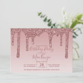 Meisjes Roos Gold Sparkle Glitter Drift Birthday Kaart (Staand voorkant)