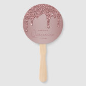 Meisjes Roos Gold Sparkle Glitter Drift Quinceaner Handwaaier (Achterkant)