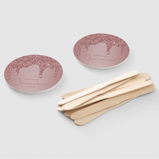 Meisjes Roos Gold Sparkle Glitter Drift Quinceaner Handwaaier (Niet-gemonteerd)