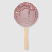 Meisjes Roos Gold Sparkle Glitter Drift Quinceaner Handwaaier (Voorkant)