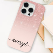 Meisjes roos goud glitter ombre sparkles monogramm Case-Mate iPhone case