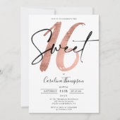 Meisjes roos gouden rand foto Sweet 16 Kaart (Voorkant)