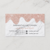 Meisjes roos goudglitter druppelt marmer make-up klantenkaartje (Achterkant)