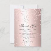 Meisjes roos goudglitter metallisch zoet zestien bedankkaart (Voorkant)