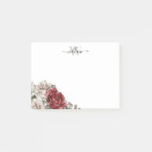 Meisjes  Roos Monogram Floral Post-it Notes (Voorkant)