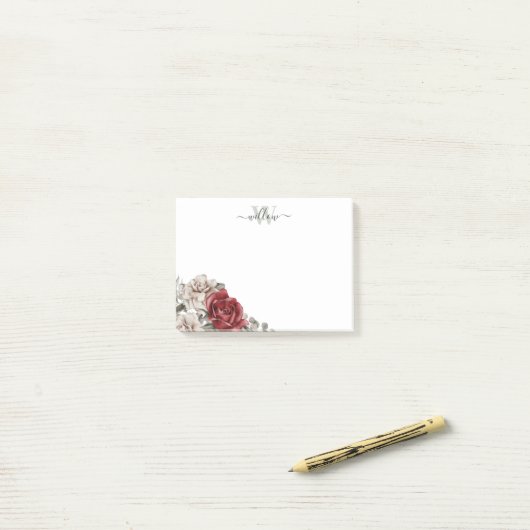 Meisjes  Roos Monogram Floral Post-it Notes (Op bureau)
