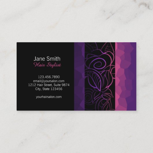 Meisjes roos paars en roze schaar visitekaartje (Achterkant)