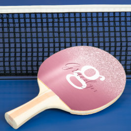 Meisjes Roos Roze Glitter Monogram Naam Tafeltennisbatje