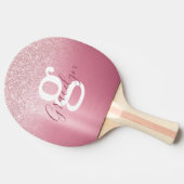 Meisjes Roos Roze Glitter Monogram Naam Tafeltennisbatje (Zijkant)