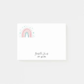 Meisjes roze aqua regenboogschrift gepersonaliseer post-it® notes (Voorkant)