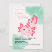 Meisjes Roze Axolotl 1e Verjaardag Feest Uitnodigi Kaart (Voorkant)