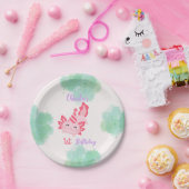 Meisjes Roze Axolotl 1e Verjaardag Feest Uitnodigi Papieren Bordje (Feest)