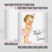 Meisjes Roze Baby shower Bedankt (Voorkant / Achterkant)