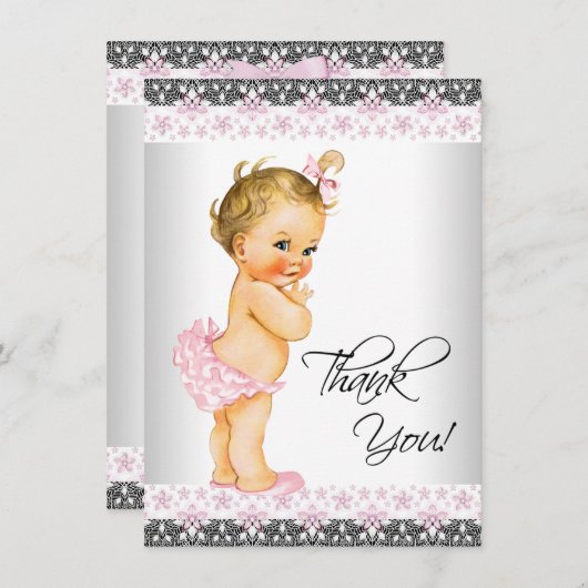 Meisjes Roze Baby shower Bedankt (Voorkant / Achterkant)