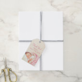 Meisjes  roze Baby shower Cadeaulabel (Met Touw)