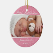 Meisjes Roze Baby's Eerste kerstversiering Keramisch Ornament (Rechts)