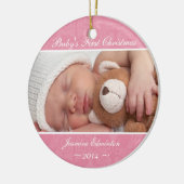 Meisjes Roze Baby's Eerste kerstversiering Keramisch Ornament (Links)