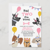 Meisjes Roze Ballon Slecht tot het bot 2e verjaard Kaart (Voorkant)