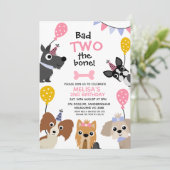 Meisjes Roze Ballon Slecht tot het bot 2e verjaard Kaart (Staand voorkant)