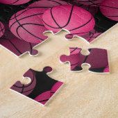 Meisjes roze basketballen patroon gepersonaliseerd legpuzzel (Zijkant)