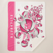 Meisjes roze basketballen sterren gepersonaliseerd sherpa deken (Voorkant)