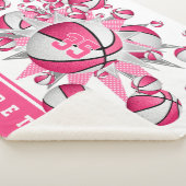 Meisjes roze basketballen sterren gepersonaliseerd sherpa deken (3/4)