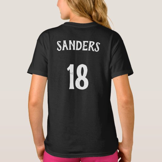 Meisjes Roze Basketbalteam, Player-naam en -nummer T-shirt (Achterkant)