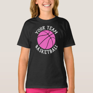 Meisjes Roze Basketbalteam, Player-naam en -nummer T-shirt