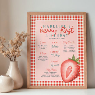 Meisjes Roze Berry eerste jaar verjaardag mijlpaal Perfect Poster