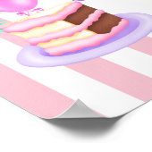 Meisjes Roze Birthday Cake en Ballon Persoonlijk Poster (Hoek)