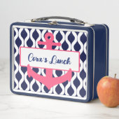 Meisjes Roze, Blauw Nautisch Anker Gepersonaliseer (In situ)