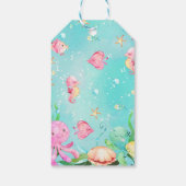 Meisjes roze blauw onder het Zee Cadeaulabel (Achterkant)