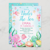 Meisjes roze blauw onder het Zee Kaart (Voorkant / Achterkant)